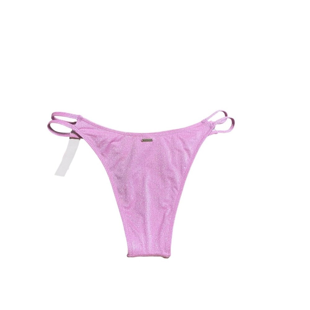 Victorias Secret Pink Sparkly Bikini Bottom Medium‎ Double Strap Lining - Picture 2 of 11